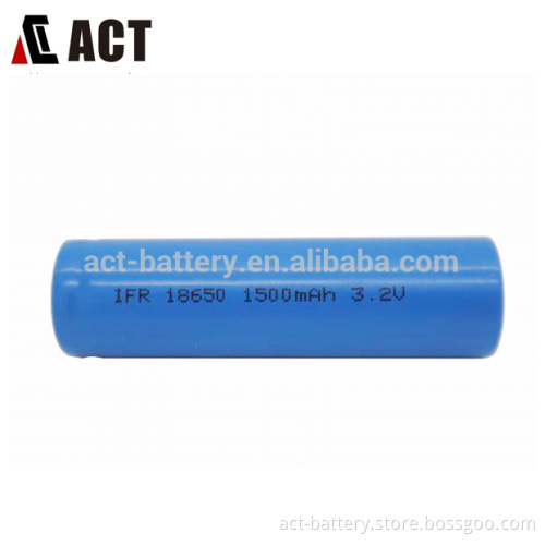 Lifepo4 3.2V lithium rechargeable battery 18650 size 1500mAh